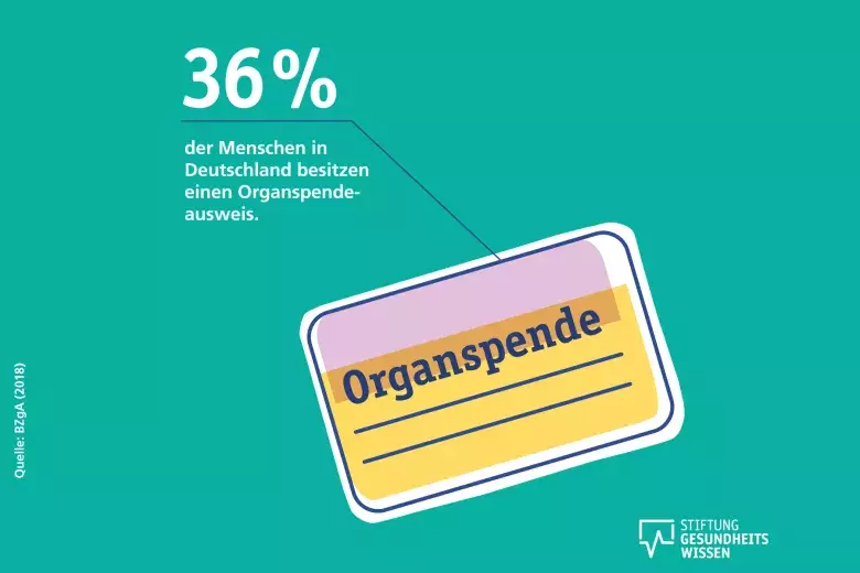 Zeichnung eines Organspendeausweises mit der Zahl zu den Inhabern in Deutschland.